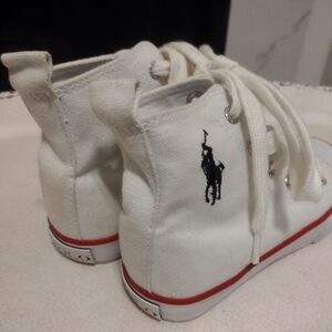 🔥Polo Ralph Lauren Kids Size 11 White High top Sneakers Shoes Classic